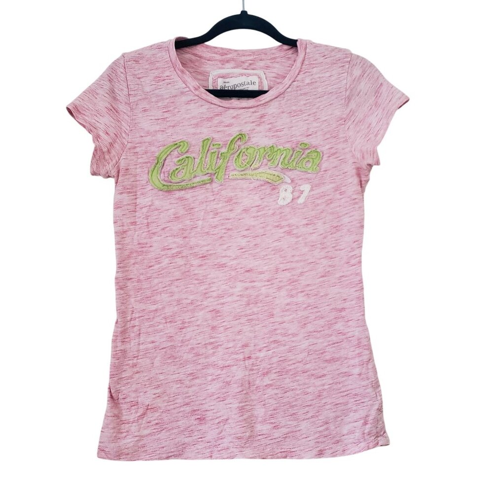 Aeropostale Pink California Short Sleeve T Shirt Large 2010 Surfer Casual Summer